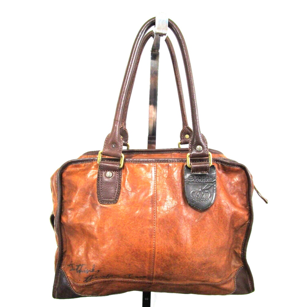 Tough Jeansmith I Think Therefor I Am Large Brown Leather Shoulder Satchel Purse - Picture 1 of 13